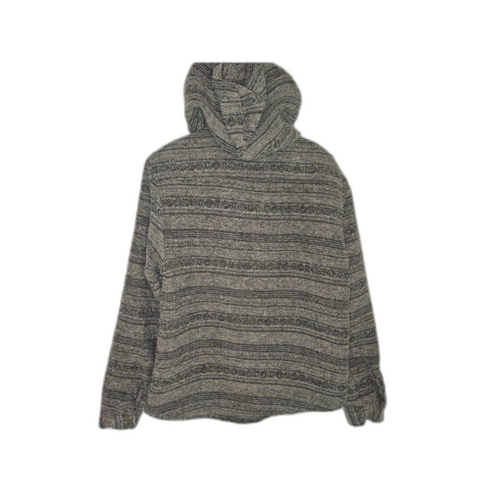 Aéropostale Button Front Hooded Sweater Men’s M Gray Stripe Pattern - Picture 3 of 9